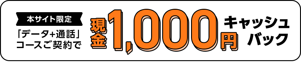 1,000円キャッシュバック